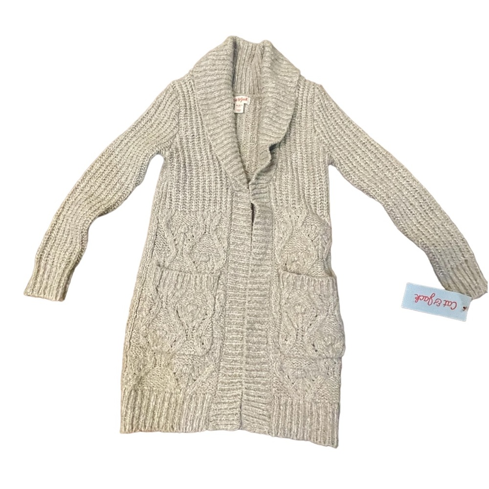 Cat & Jack girls cardigan gray with silver sparkle threads size 4/5 XS NWT